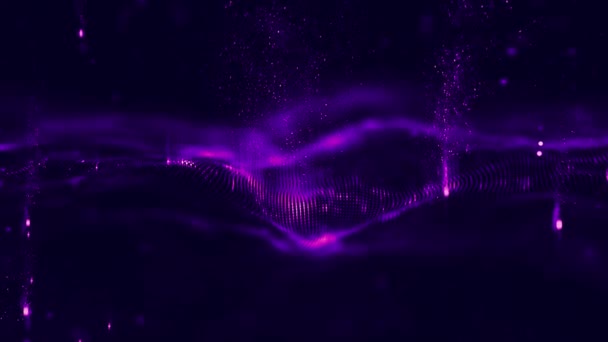 波抽象紫色の波アニメーション。シームレスループ4k.紫の技術の背景. — ストック動画