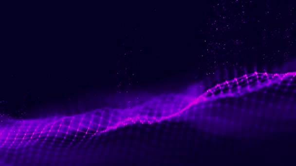 Wave abstracte paarse golf animatie. Naadloze lus 4k. Paarse technologie achtergrond. — Stockvideo