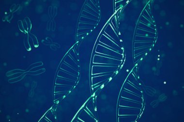 Soyut arkaplan. X kromozomlu DNA molekülü