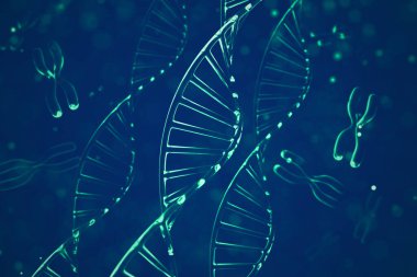 Soyut arkaplan. X kromozomlu DNA molekülü