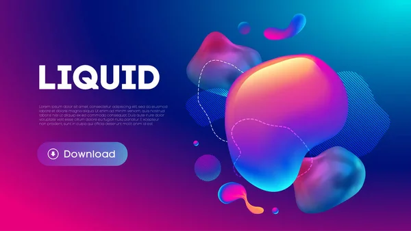 Fluid design graphic elements. Dynamic background with abstract forms and lines. Gradient abstract banner design with flowing liquid shapes. Template for logo design, flyer or presentation. — Stock Vector