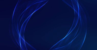 Teknolojik 3D mavi dalga. Soyut mavi ışık efekti arka planı. Modern teknoloji müzik tasarımı.