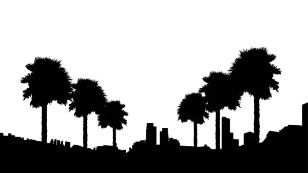 Векторный Силуэт Пальм Кокосовая Пальма Вектором Кокосов Пляжные Векторные Деревья — стоковый вектор