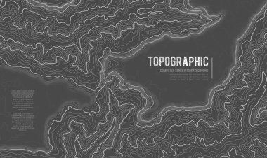 Gri, vektör topografisini belirler. Coğrafi dağ topoğrafyası vektör çizimi. Topografik doku. Arazi vektör alanı haritası. Yükseklik grafik uzunluk çizgileri.