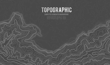 Gri, vektör topografisini belirler. Coğrafi dağ topoğrafyası vektör çizimi. Topografik doku. Arazi vektör alanı haritası. Yükseklik grafik uzunluk çizgileri.