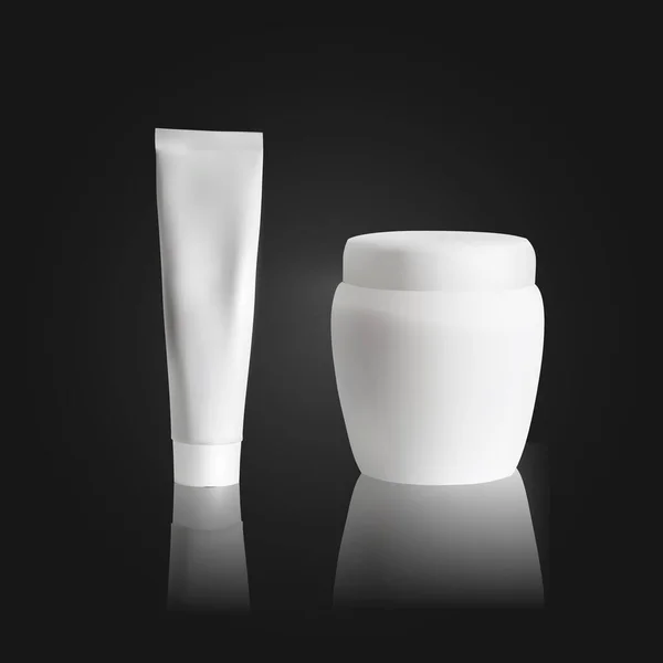 Cream Tube Mockup Witte Achtergrond Cosmetische Pot Mockup — Stockvector