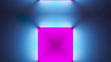 Neon kare lamba mavi mor arka plan. Müzik partisi arkaplanı.