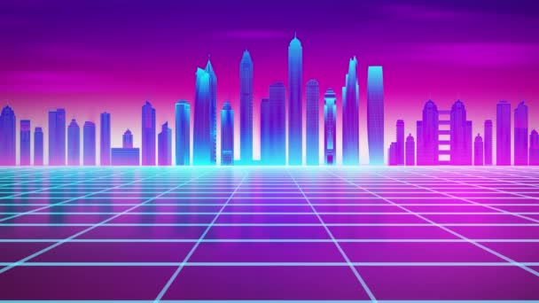 Fondo Onda Retro Años City 80S Future Retro Synth Illustration — Vídeos de Stock