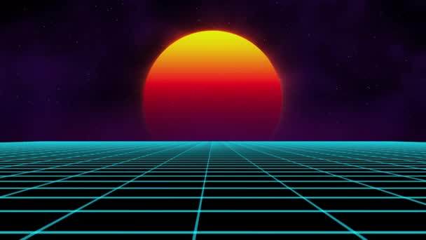 Fondo Retro Paisaje Futurista Estilo Los Años Superficie Cibernética Digital — Vídeo de stock