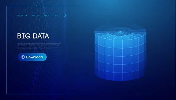 Μπλε Φόντο Δεδομένων Προσφοράς Διάνυσμα Κυλίνδρων Wireframe — Διανυσματικό Αρχείο