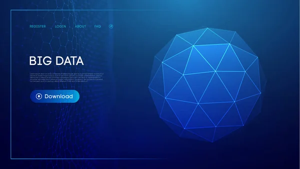 Astratto Basso Poli Sfera Sfondo Della Rete Digitale Sfondo Geometrico — Vettoriale Stock