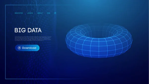 Enlace Cadena Tecnología Torus Fondo Geométrico Big Data Rejilla Perspectiva — Vector de stock