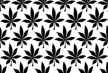 Cannabis cartoon illustration. Hemp pattern seamless vector illustration.