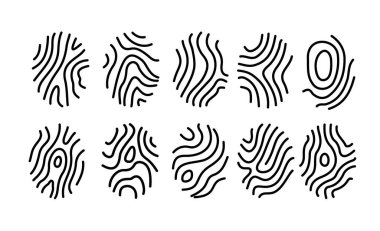 Kimlik simgesine ve dijital gizliliğe dokunun. İzole vektör çizimi. Parmak izi seti.