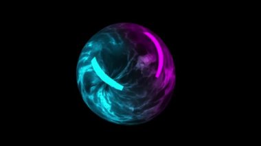 Retro mavi mor ışık. 3d mermer kürenin animasyonunu şekillendirir.