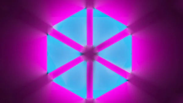 Neonový Trojúhelník Fialové Pozadí Futuristická Technologie Fialové Tapety — Stock fotografie