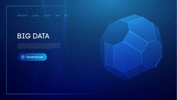 Esfera Tecnológica Fondo Azul Big Data — Vector de stock