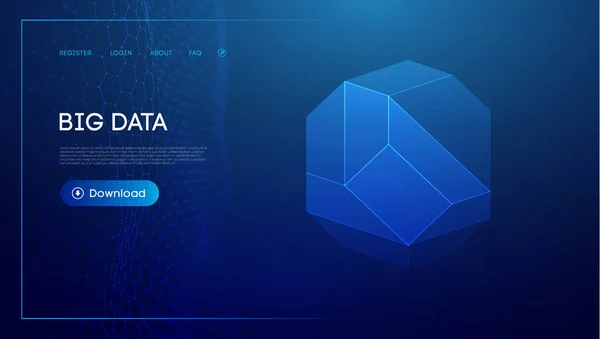 テクノロジー スフィア3D 青いビッグデータの背景 — ストックベクタ