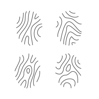 Kimlik simgesine ve dijital gizliliğe dokunun. İzole vektör çizimi. Parmak izi seti.