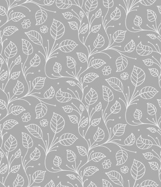 Yaprak desenli vektör arka planı. Tekstil dekorasyonu. Kusursuz doku retro tasarımı.