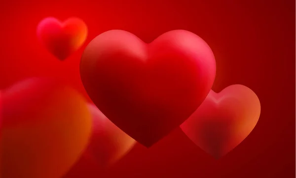 Rotes Herz Ballon Vektor Valentine Hintergrund Romantisches Design — Stockvektor