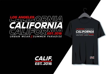 Kaliforniya tipografisi, tişörtler ve diğer kullanımlar üzerine basılacak vektör illüstrasyonu
