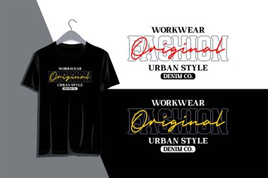 Denim orijinal t-shirt grafik şablon tasarımı, vektör illüstrasyonu