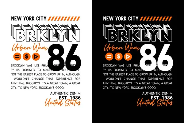 ブルックリンニューヨークタイポグラフィのスローガンTシャツデザインや他のベクトルイラスト — ストックベクタ