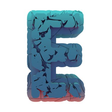 3D biçimlendirilmiş ve kırılmış harf. Katmanlanmış sanat yazı tipi..