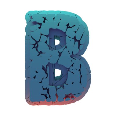 3D biçimlendirilmiş ve kırılmış harf. Katmanlanmış sanat yazı tipi..