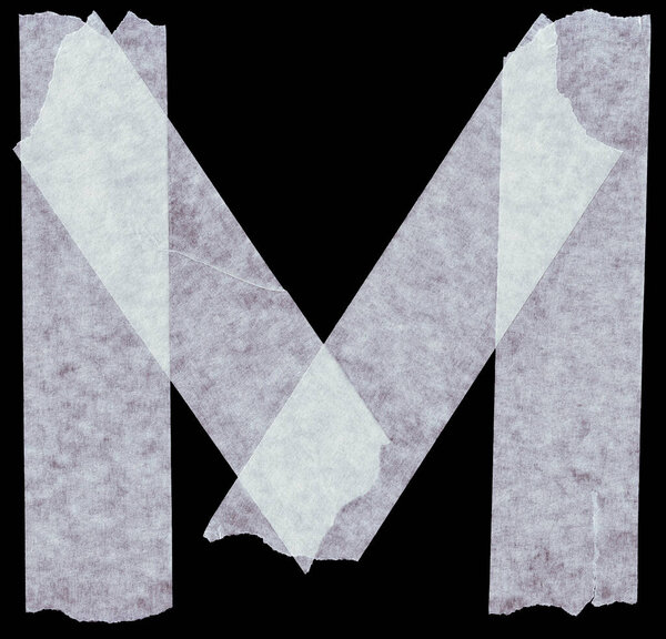 Masking tape letter on black background.Art font.