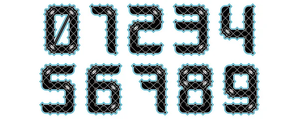 Crosswise Vintage Numbers Art Font Vector Numerals — ストックベクタ