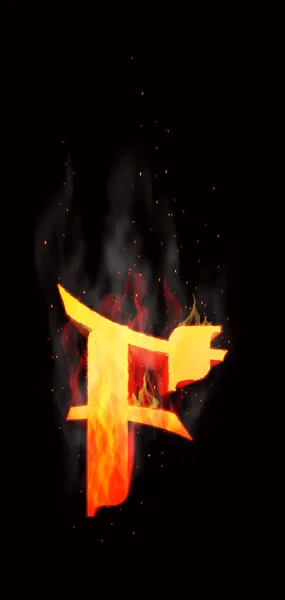 Burning Letter Smoke Sparks Black Background Art Font Rendered Illustration — Stock Photo, Image