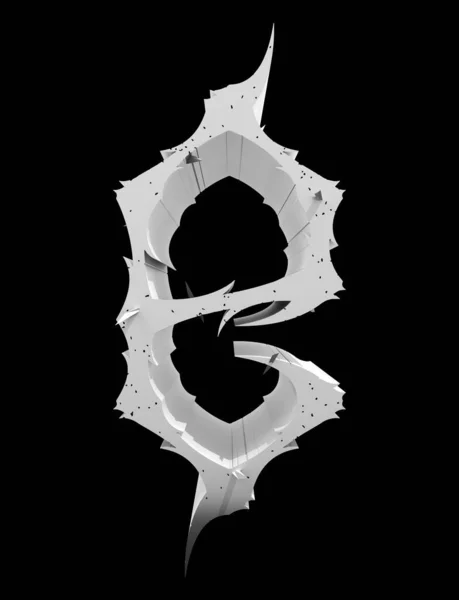 Rendered Illustration Neo Gothic Style Letter Spines Monochrome Font Black — Stock Fotó