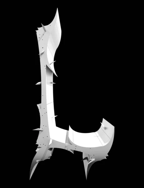 Τρισδιάστατη Εικονογράφηση Νέο Γοτθικό Γράμμα Στυλ Spines Monochrome Γραμματοσειρά Μαύρο — Φωτογραφία Αρχείου