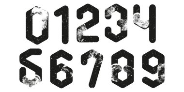 Parmak izli Grunge numaraları. Sanat yazı tipi..