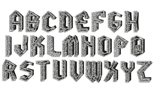 Neo Gothic Alphabet Isolated White Background Art Font — стоковый вектор