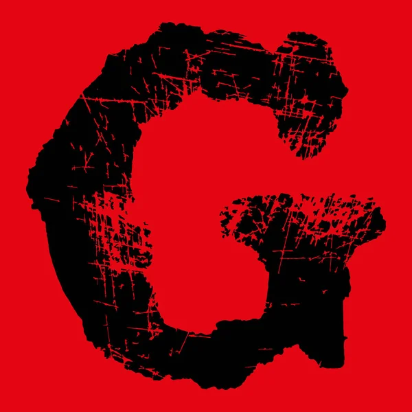Grunge Font Vector Rough Scratched Letter Red Background — Vetor de Stock