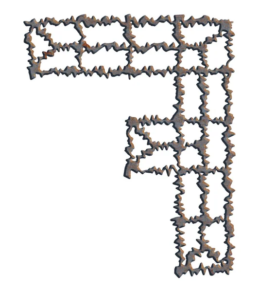 Dull Och Oxiderad Metallisk Typsnitt Med Rostiga Stains Art Nummer — Stockfoto