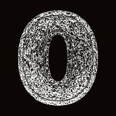 Grunge yazı tipi. Siyah arkaplanda kaba ve çatlak bir vektör harfi..