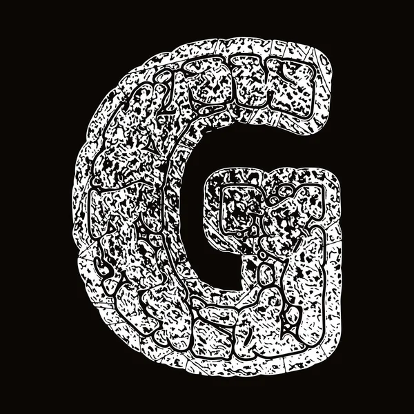 Grunge Font Vector Rough Cracked Letter Black Background - Stok Vektor