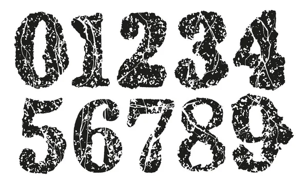 Grunge Style Vector Numbers Art Font — Stockvektor