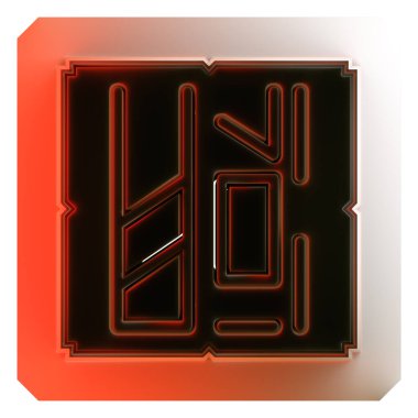 3 boyutlu resimleme. Hiyeroglifli mistik plaket..