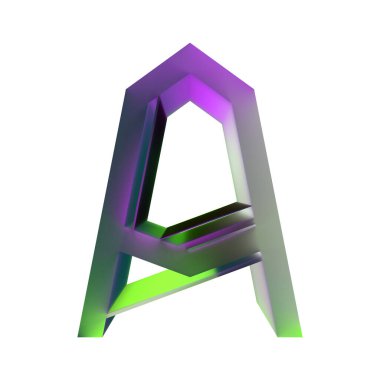 3D görüntüleme. Renkli geometrik harf. Beyaz arkaplanda izole edilmiş..