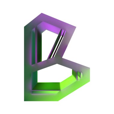 3D görüntüleme. Renkli geometrik harf. Beyaz arkaplanda izole edilmiş..