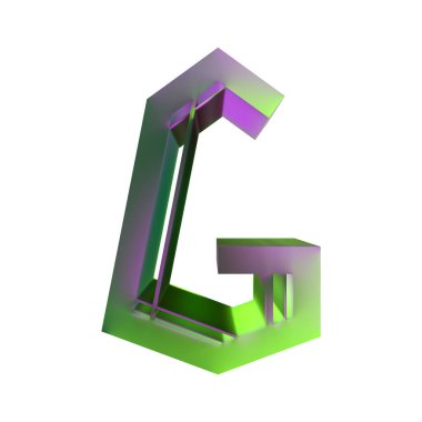 3D görüntüleme. Renkli geometrik harf. Beyaz arkaplanda izole edilmiş..