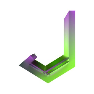 3D görüntüleme. Renkli geometrik harf. Beyaz arkaplanda izole edilmiş..