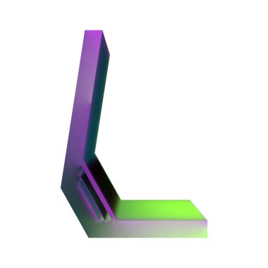 3D görüntüleme. Renkli geometrik harf. Beyaz arkaplanda izole edilmiş..