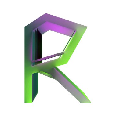 3D görüntüleme. Renkli geometrik harf. Beyaz arkaplanda izole edilmiş..