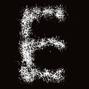 Beyaz boya sıçrar ve harfleri bırakır. Siyah arkaplanda sanat yazı tipi..